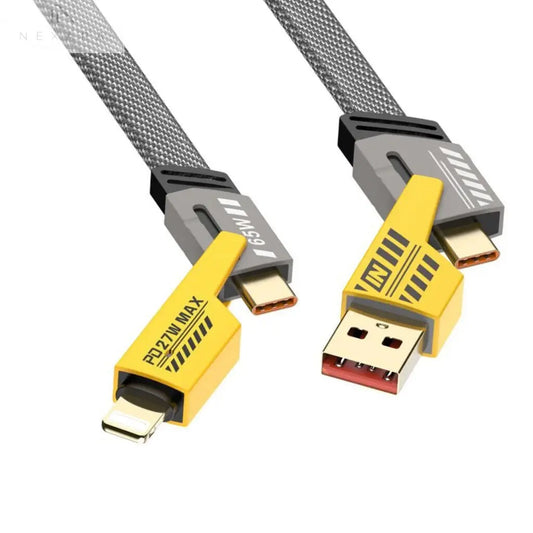 4-in-1 USB A to Type C Metal Charging Cable - Versatile Data Cord for Samsung and iPhone