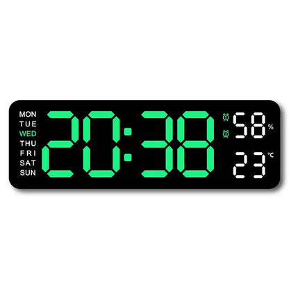 USB-Powered 9-Inch Digital Wall Clock with Temperature and Humidity Display