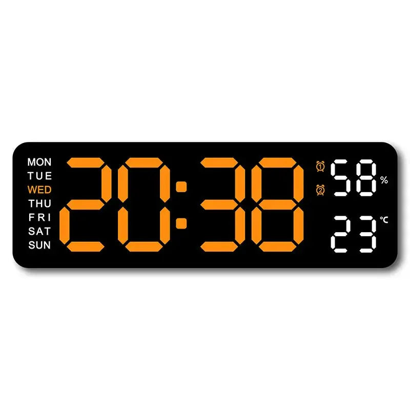 USB-Powered 9-Inch Digital Wall Clock with Temperature and Humidity Display