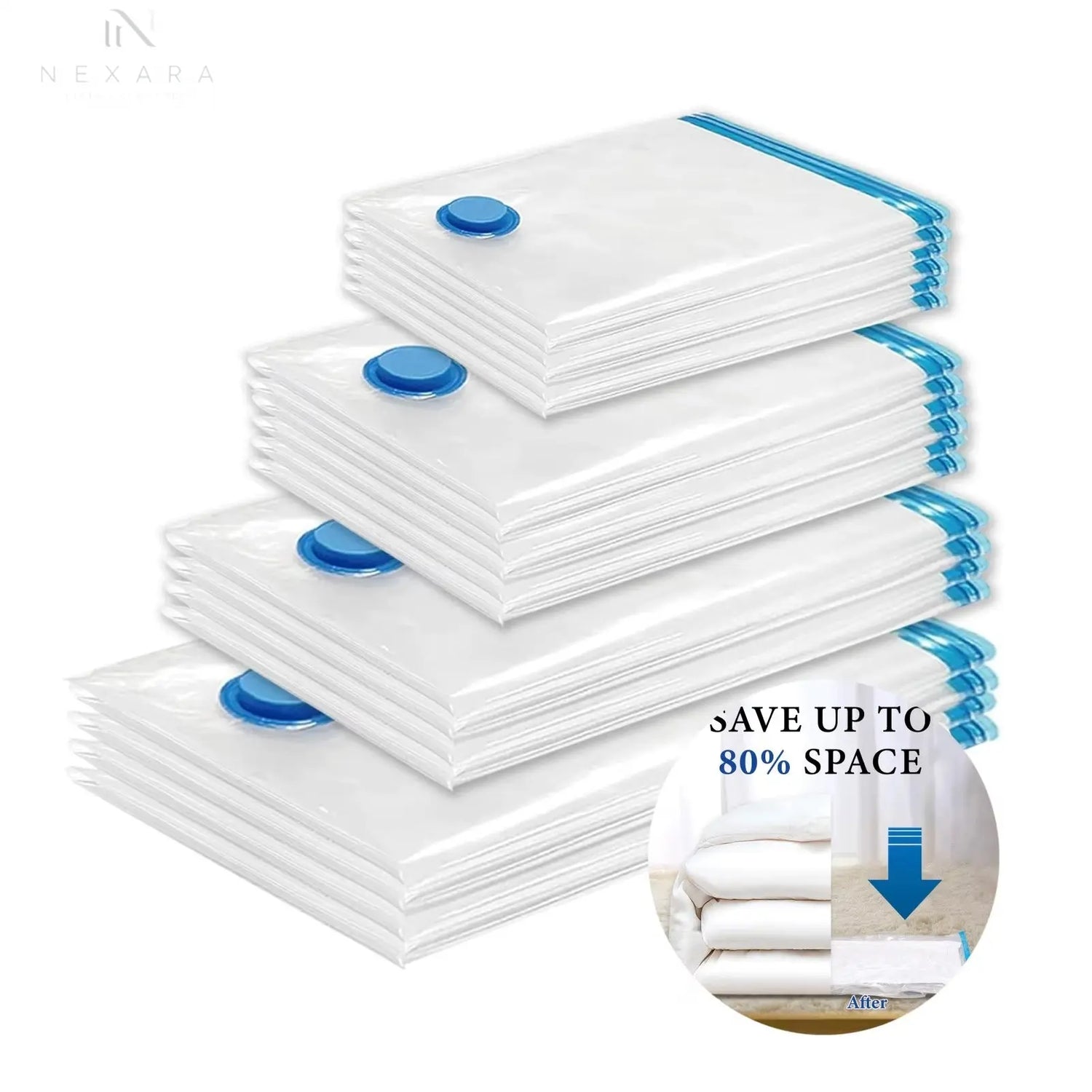 Maximize Your Space with Our 5-Pack Premium Vacuum Storage Bags for Comforters, Blankets, and Clothing - Ideal Compression Solution for Travel and Home Organization