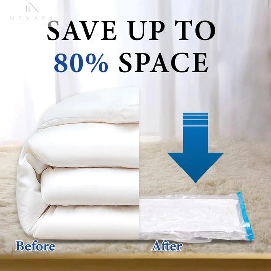 Maximize Your Space with Our 5-Pack Premium Vacuum Storage Bags for Comforters, Blankets, and Clothing - Ideal Compression Solution for Travel and Home Organization
