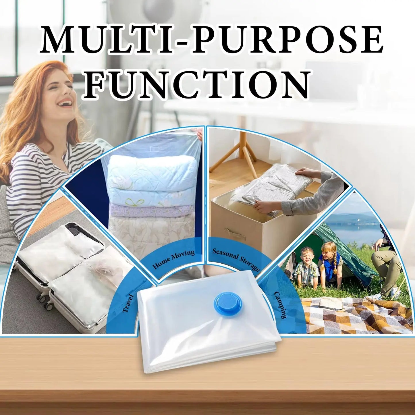 Maximize Your Space with Our 5-Pack Premium Vacuum Storage Bags for Comforters, Blankets, and Clothing - Ideal Compression Solution for Travel and Home Organization