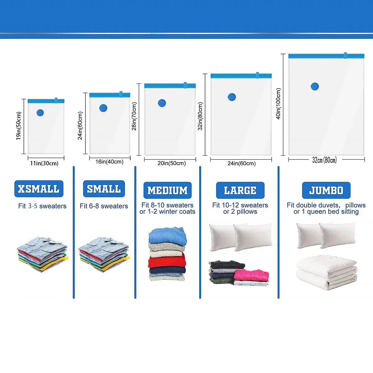 Maximize Your Space with Our 5-Pack Premium Vacuum Storage Bags for Comforters, Blankets, and Clothing - Ideal Compression Solution for Travel and Home Organization