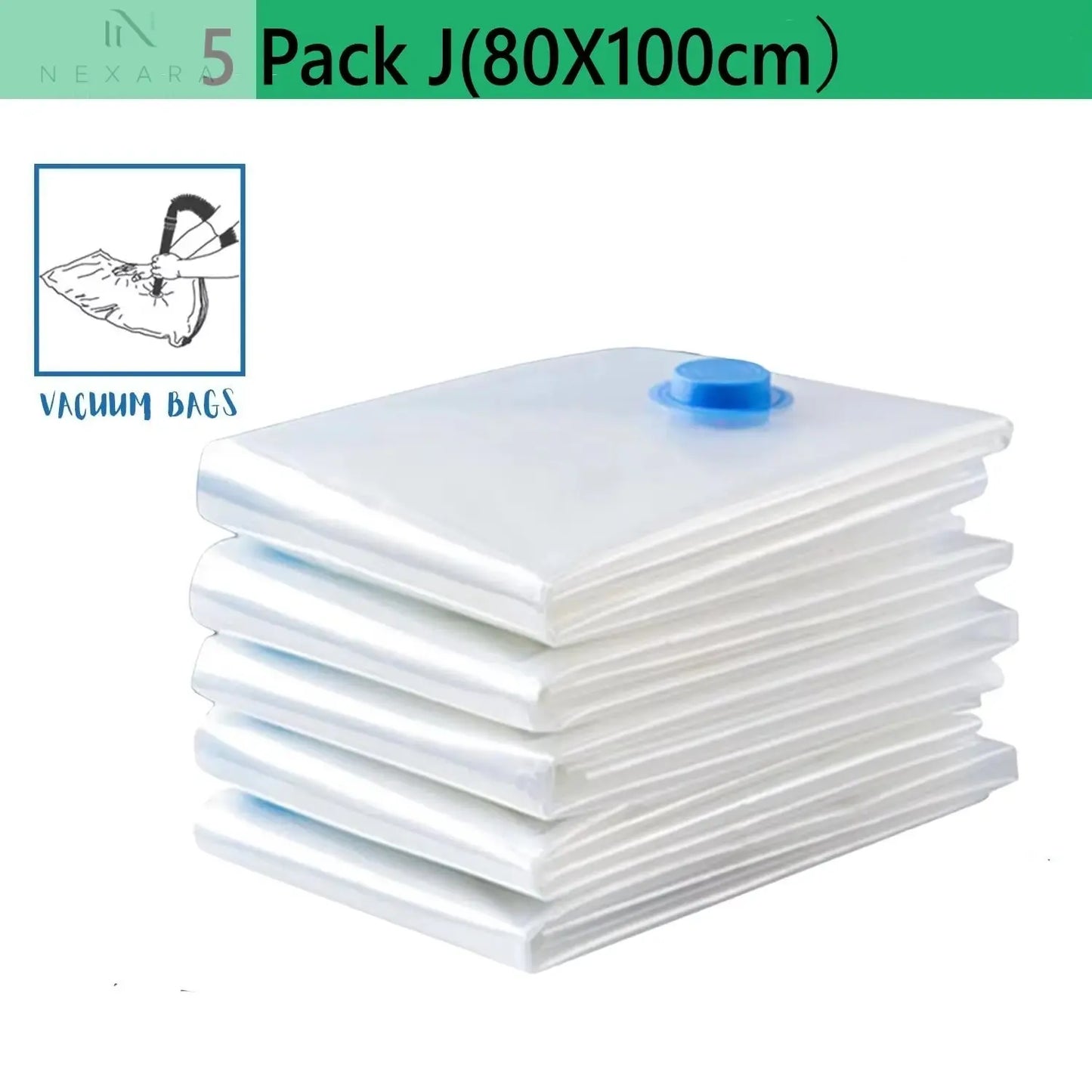 Maximize Your Space with Our 5-Pack Premium Vacuum Storage Bags for Comforters, Blankets, and Clothing - Ideal Compression Solution for Travel and Home Organization