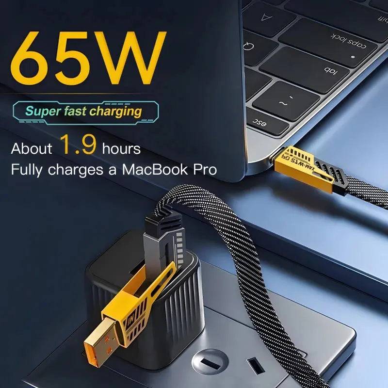 Revolutionary 4-in-1 Mecha Fast Charging Data Cable – Power Delivery 27W for iPhone 15, Samsung, and Xiaomi with 65W USB Type-C Multi-Port Quick Charge Capability