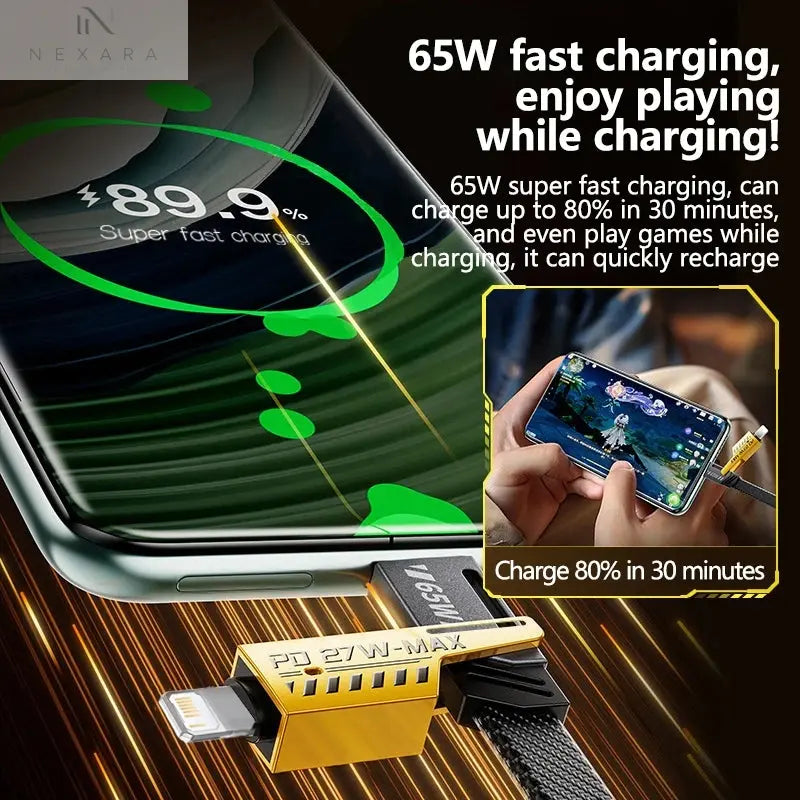 Revolutionary 4-in-1 Mecha Fast Charging Data Cable – Power Delivery 27W for iPhone 15, Samsung, and Xiaomi with 65W USB Type-C Multi-Port Quick Charge Capability